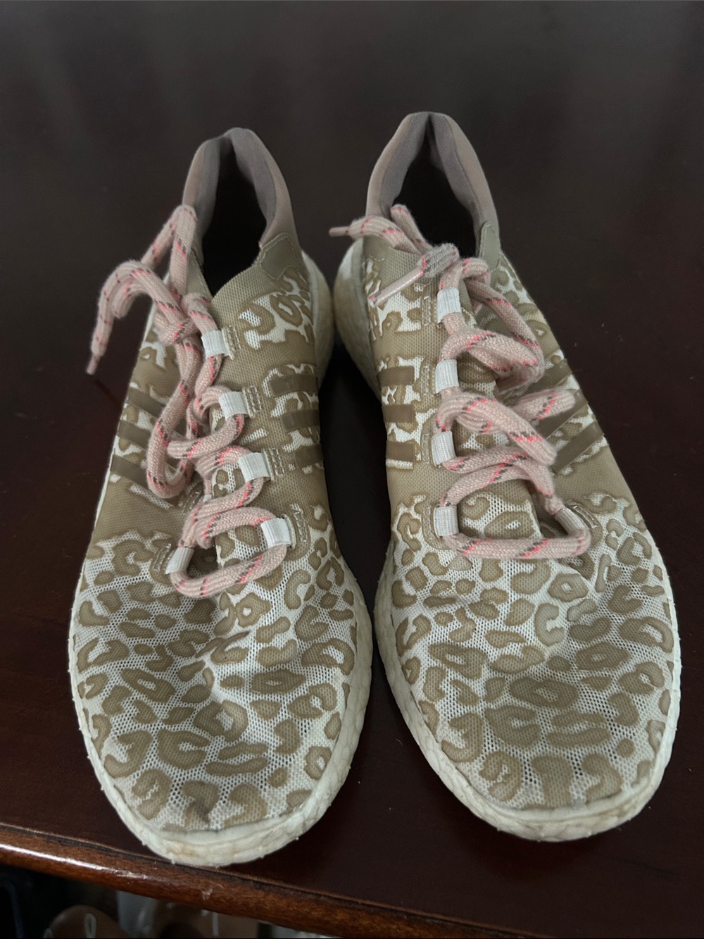 adidas Women's Leopard-Print Sneakers in Tan and Pink